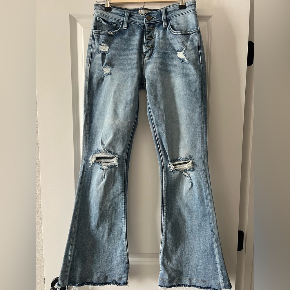 Distressed Flared Women's Jeans - Picture 1 of 5